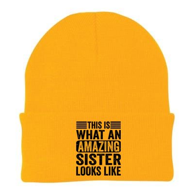 This Is What An Amazing Sister Looks Like Funny Family Knit Cap Winter Beanie