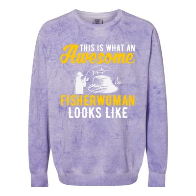 This Is What An Awesome Fisher Looks Like Fishing Mom Gift Colorblast Crewneck Sweatshirt