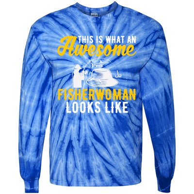 This Is What An Awesome Fisher Looks Like Fishing Mom Gift Tie-Dye Long Sleeve Shirt