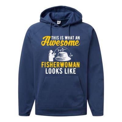 This Is What An Awesome Fisher Looks Like Fishing Mom Gift Performance Fleece Hoodie