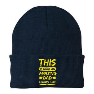 This Is What An Amazing Dad Looks Like Happy Father Day Gift Knit Cap Winter Beanie