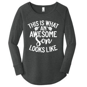 This Is What An Awesome Son Looks Like Son Women's Perfect Tri Tunic Long Sleeve Shirt