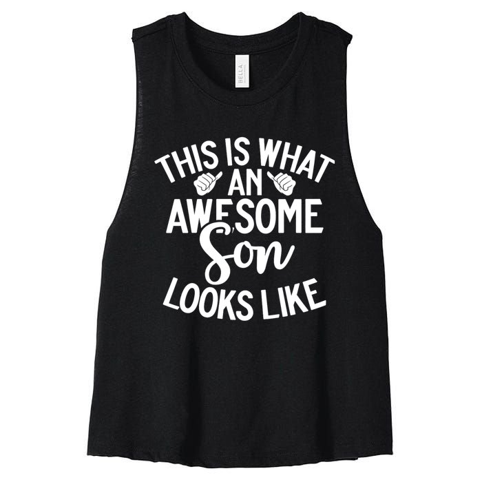 This Is What An Awesome Son Looks Like Son Women's Racerback Cropped Tank