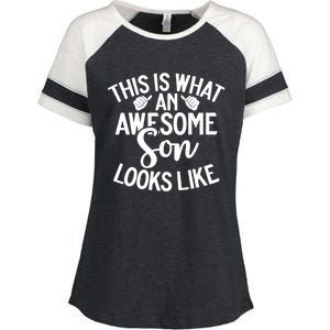 This Is What An Awesome Son Looks Like Son Enza Ladies Jersey Colorblock Tee