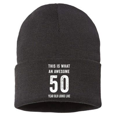 This Is What An Awesome 50 Year Old Looks Like Birthday Sustainable Knit Beanie