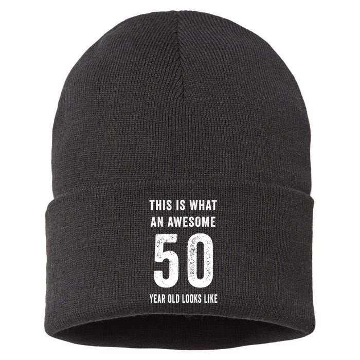This Is What An Awesome 50 Year Old Looks Like Birthday Sustainable Knit Beanie