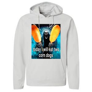 Today I Will Eat Two Corn Dogs Performance Fleece Hoodie