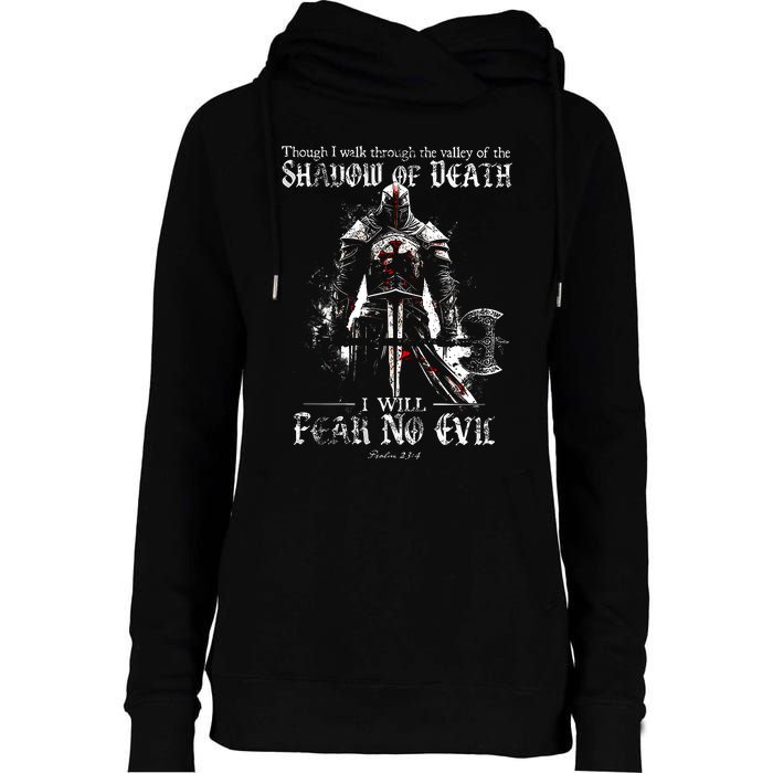 Though I Walk Through The Valley Of The Shadow Womens Funnel Neck Pullover Hood