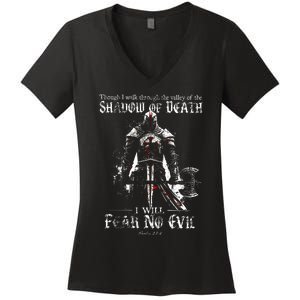 Though I Walk Through The Valley Of The Shadow Women's V-Neck T-Shirt