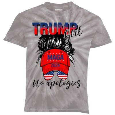 Trump In Your Bag Funny Trump 2024 Peeking Pocket Kids Tie-Dye T-Shirt