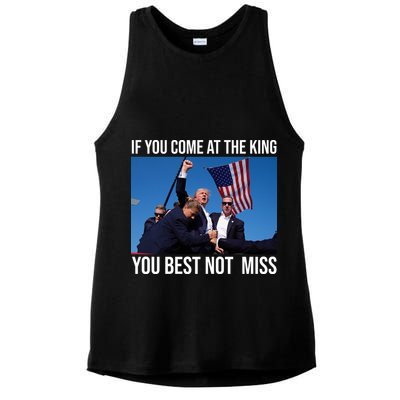 Trump If You Come At The King You Best Not Miss Ladies PosiCharge Tri-Blend Wicking Tank