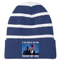 Trump If You Come At The King You Best Not Miss Striped Beanie with Solid Band