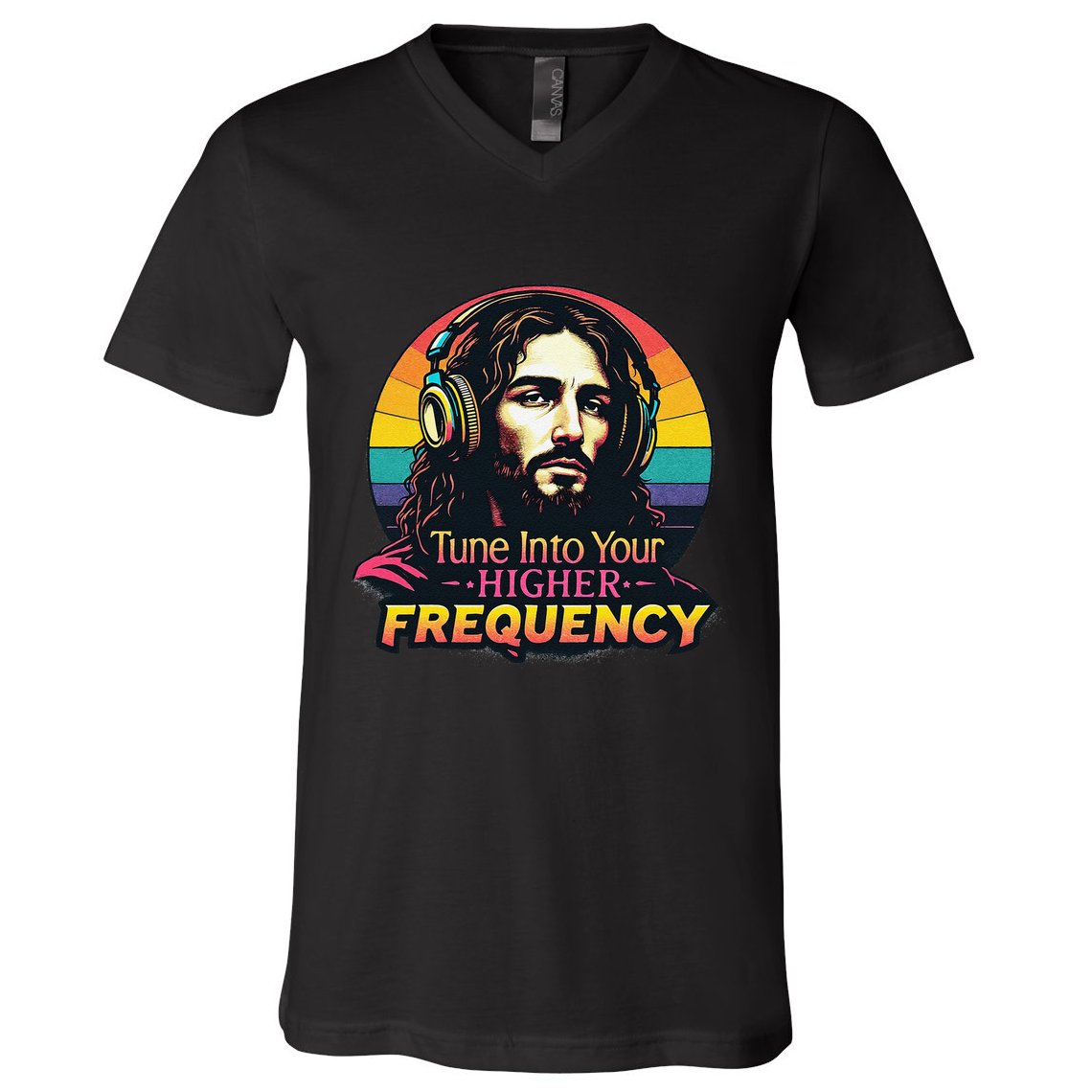 Tune Into Your Higher Frequency Jesus V-Neck T-Shirt
