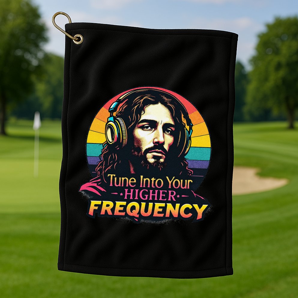 Tune Into Your Higher Frequency Jesus Golf Towel