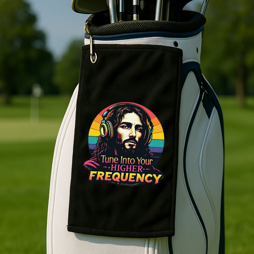 Tune Into Your Higher Frequency Jesus Golf Towel