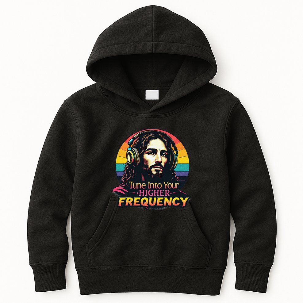 Tune Into Your Higher Frequency Jesus Kids Hoodie
