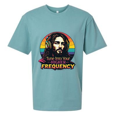Tune Into Your Higher Frequency Jesus Sueded Cloud Jersey T-Shirt