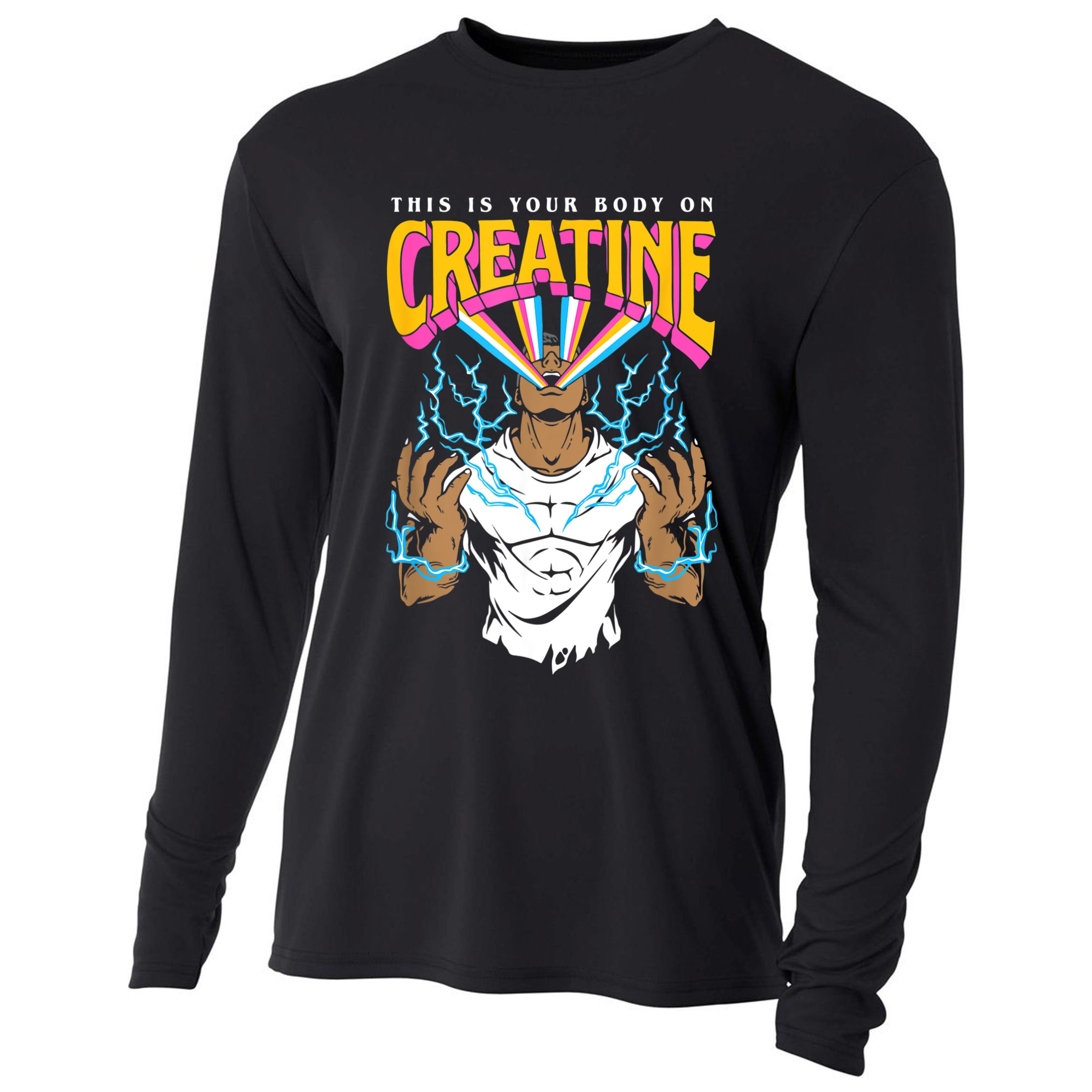 This Is Your Body On Creatine Workout Gym Birthday Gift Cooling Performance Long Sleeve Crew