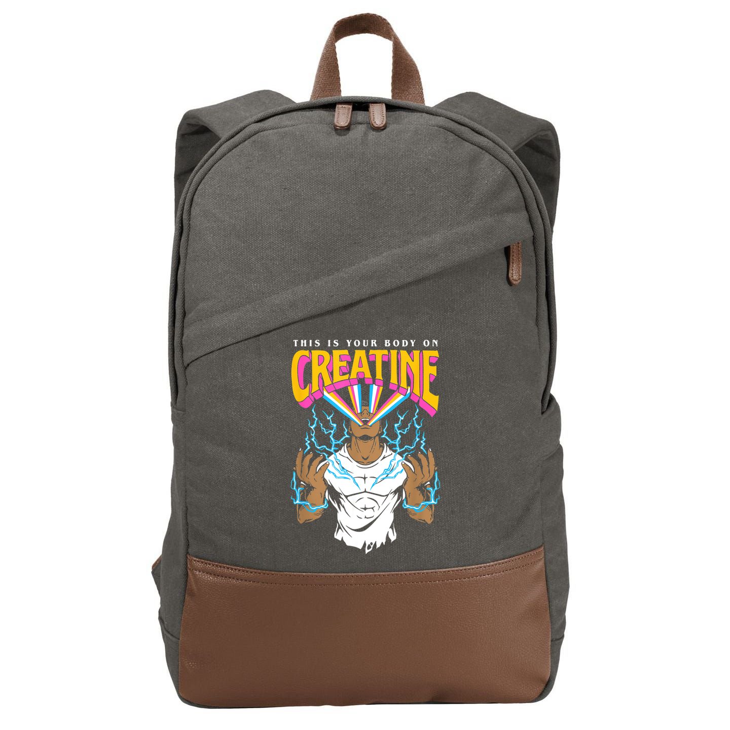 This Is Your Body On Creatine Workout Gym Birthday Gift Cotton Canvas Backpack