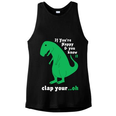T-Rex If You're Happy and You Know It Clap Your Oh Ladies PosiCharge Tri-Blend Wicking Tank