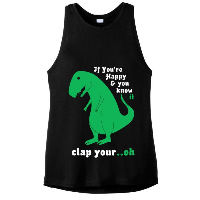 T-Rex If You're Happy and You Know It Clap Your Oh Ladies PosiCharge Tri-Blend Wicking Tank