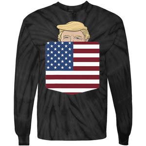 Trump In Your Pocket Usa Election Trump For 2024 Tie-Dye Long Sleeve Shirt