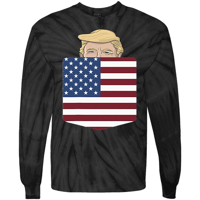 Trump In Your Pocket Usa Election Trump For 2024 Tie-Dye Long Sleeve Shirt