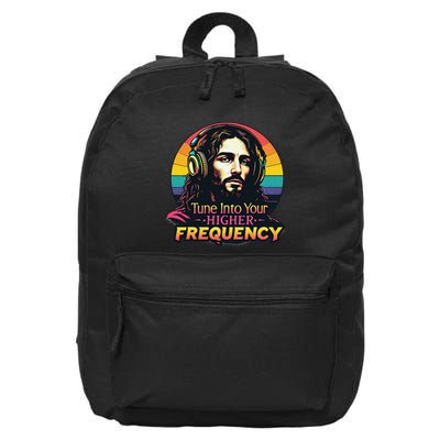Tune Into Your Higher Frequency Jesus 16 in Basic Backpack