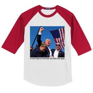 Trump If You Come At The King You Best Not Miss Kids Colorblock Raglan Jersey