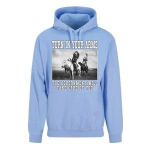 Turn In Your Arms The Government Will Take Care Of You Unisex Surf Hoodie