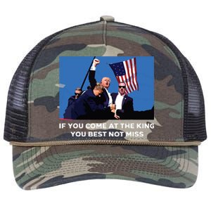 Trump If You Come At The King You Best Not Miss Saying 2024 Retro Rope Trucker Hat Cap