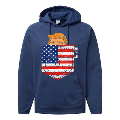 Trump In Your Pocket Usa Election Trump For 2024 Performance Fleece Hoodie