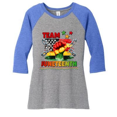 Team Junenth 1865 Gift Women's Tri-Blend 3/4-Sleeve Raglan Shirt