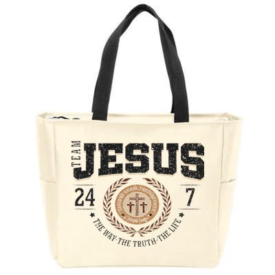 Team Jesus 24 7 The Way The Truth The Life Zip Tote Bag