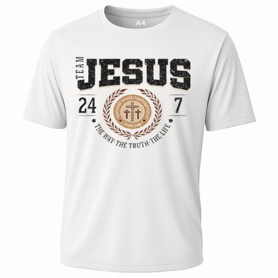 Team Jesus 24 7 The Way The Truth The Life Cooling Performance Crew T-Shirt