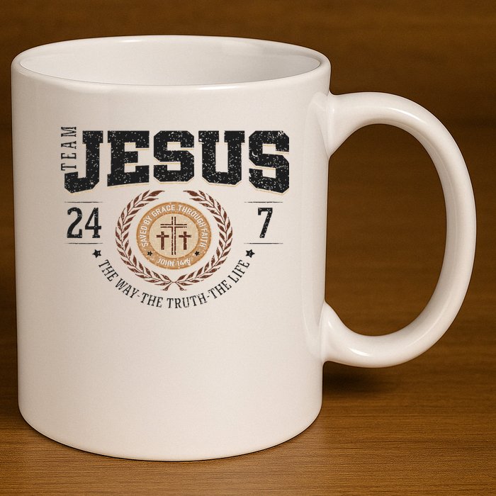Team Jesus 24 7 The Way The Truth The Life 11oz C Handle Ceramic Mug