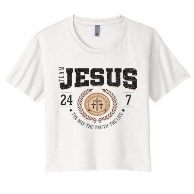 Team Jesus 24 7 The Way The Truth The Life Women's Crop Top Tee