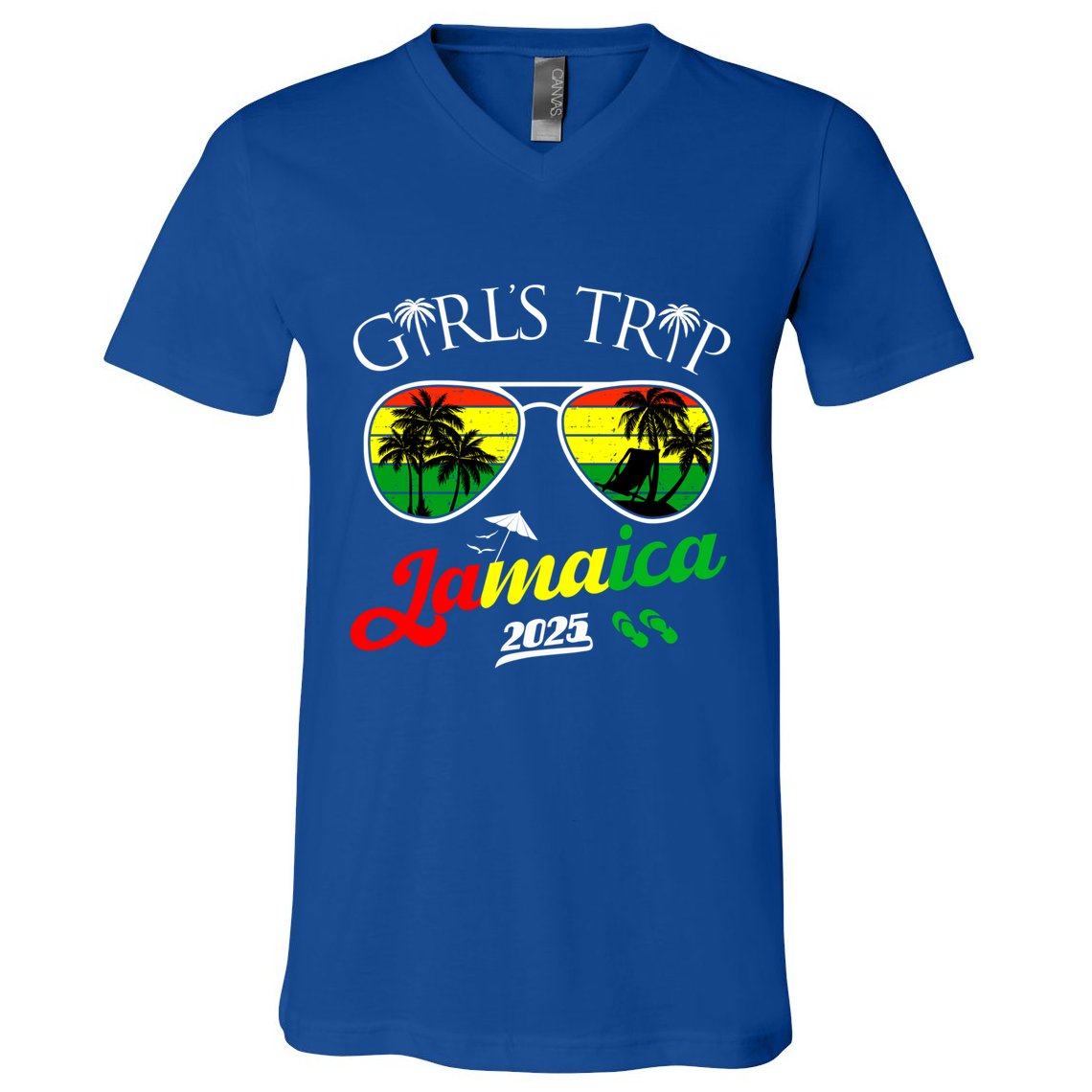 Trip Jamaica 2025 Vacation Weekend Birthday Squad Gift V-Neck T-Shirt