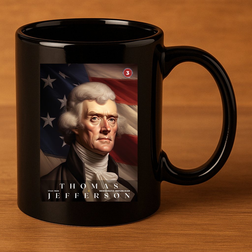 Thomas Jefferson 3rd President Of The United States Portrait 11oz C Handle Ceramic Mug