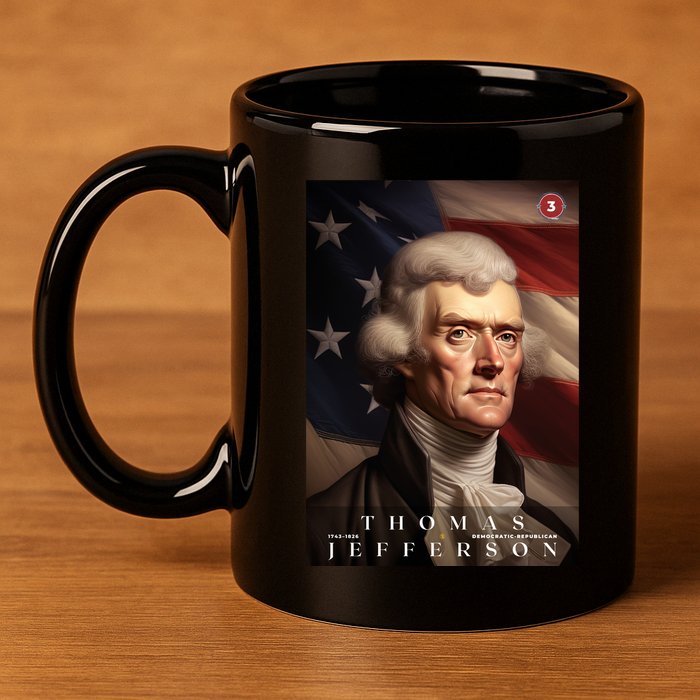 Thomas Jefferson 3rd President Of The United States Portrait 11oz C Handle Ceramic Mug