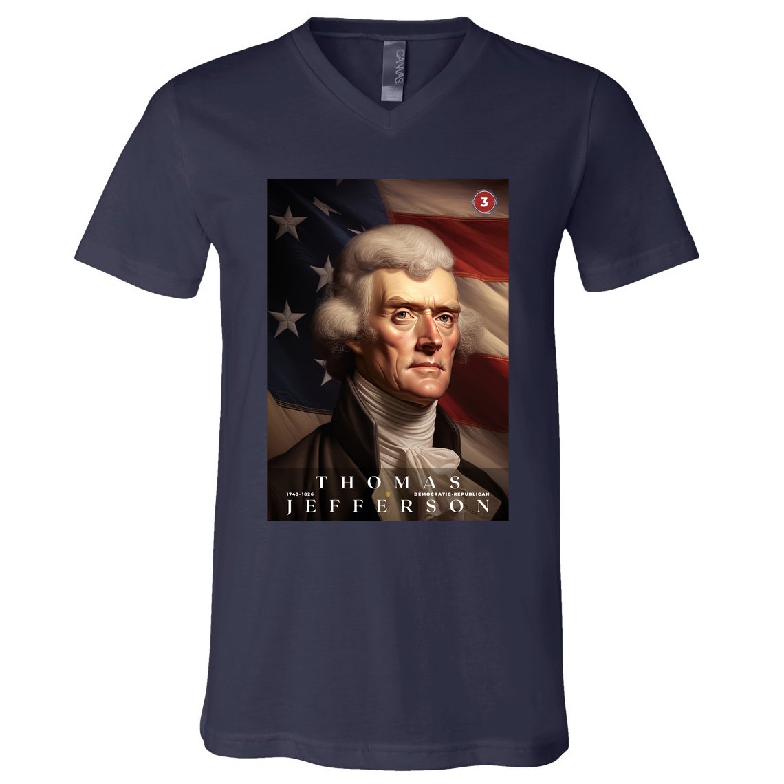 Thomas Jefferson 3rd President Of The United States Portrait V-Neck T-Shirt