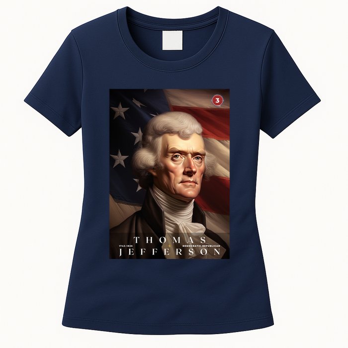 Thomas Jefferson 3rd President Of The United States Portrait Womens T-Shirt