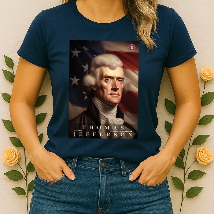 Thomas Jefferson 3rd President Of The United States Portrait Womens T-Shirt