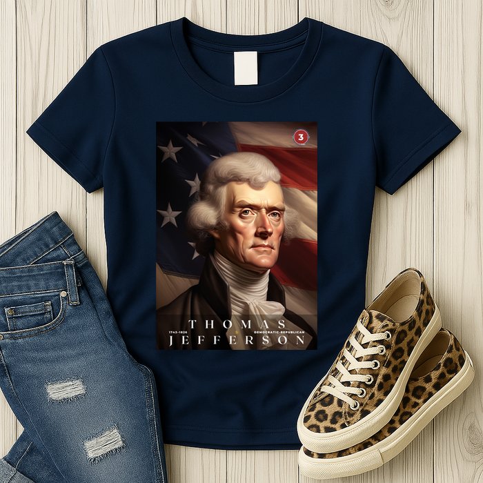 Thomas Jefferson 3rd President Of The United States Portrait Womens T-Shirt