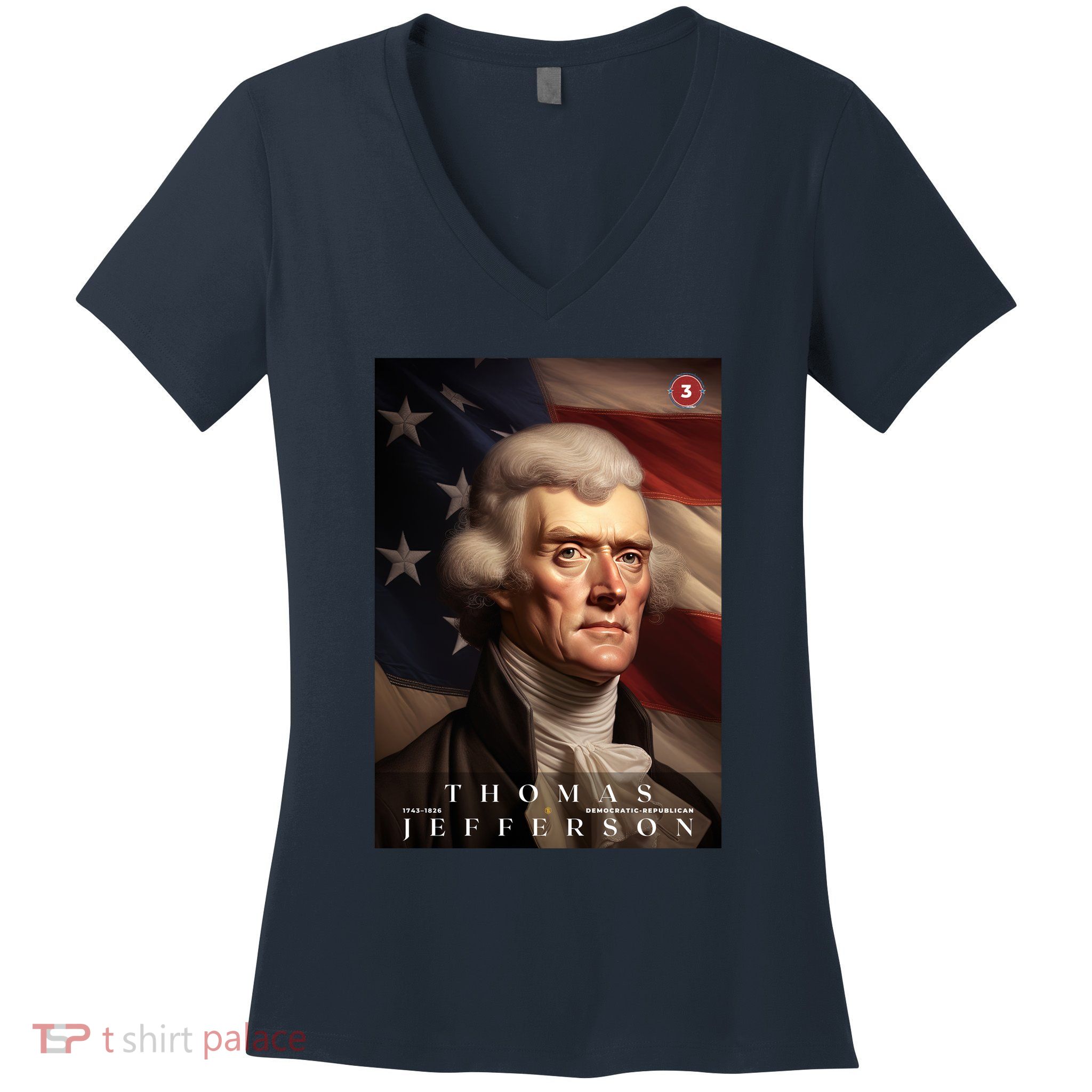 Thomas Jefferson 3rd President Of The United States Portrait Women's V-Neck T-Shirt