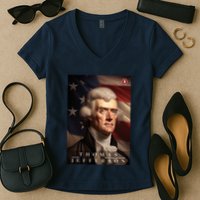 Thomas Jefferson 3rd President Of The United States Portrait Women's V-Neck T-Shirt