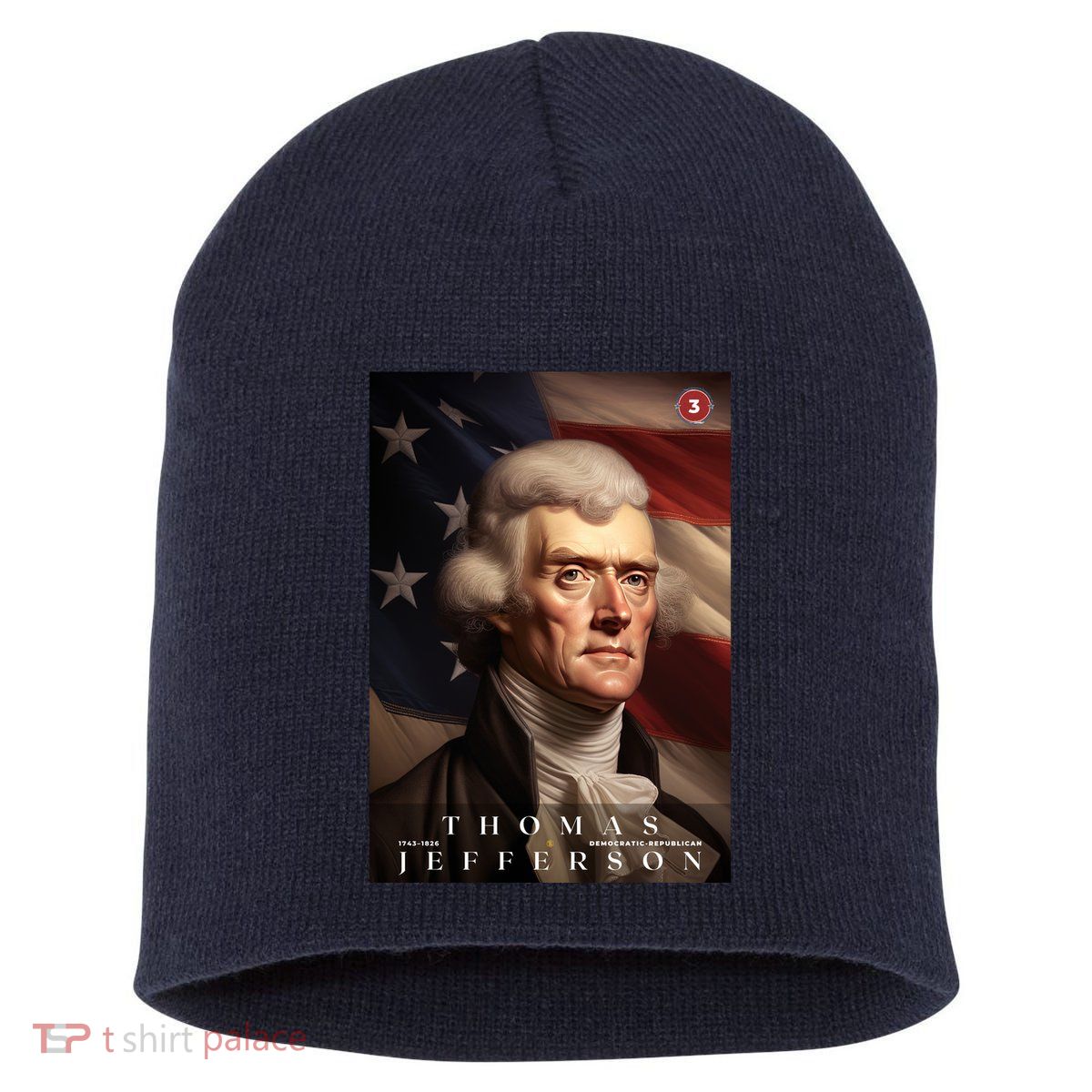 Thomas Jefferson 3rd President Of The United States Portrait Short Acrylic Beanie