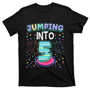 Trampoline Jumper 5 Year Old Jumping Into 5th Birthday T-Shirt