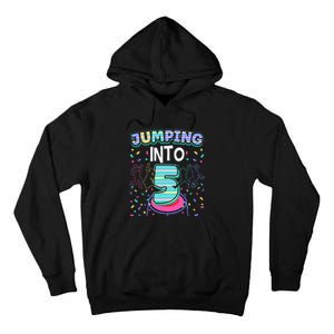 Trampoline Jumper 5 Year Old Jumping Into 5th Birthday Tall Hoodie