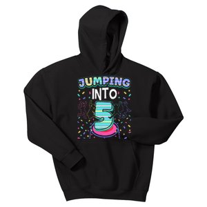 Trampoline Jumper 5 Year Old Jumping Into 5th Birthday Kids Hoodie